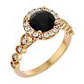 1 3/4 Carat Halo Black Diamond Engagement Ring In 14 Karat Yellow Gold Image-2