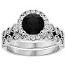 2 Carat Halo Black Diamond Bridal Set In 14 Karat White Gold Image-1