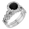 2 Carat Halo Black Diamond Bridal Set In 14 Karat White Gold Image-2