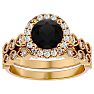 2 Carat Halo Black Diamond Bridal Set In 14 Karat Yellow Gold Image-1