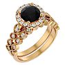 2 Carat Halo Black Diamond Bridal Set In 14 Karat Yellow Gold Image-2