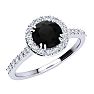 1 Carat Round Shape Halo Black Diamond Engagement Ring In 14 Karat White Gold Image-2