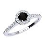1/2 Carat Round Shape Halo Black Diamond Engagement Ring In 14 Karat White Gold Image-2