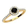 1/2 Carat Round Shape Halo Black Diamond Engagement Ring In 14 Karat Yellow Gold Image-2