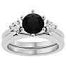 1 1/2 Carat Black Diamond Solitaire Ring With 1/5 Carat Enhancer In 14 Karat White Gold Image-1