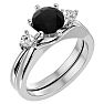 1 1/2 Carat Black Diamond Solitaire Ring With 1/5 Carat Enhancer In 14 Karat White Gold Image-2