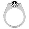 3/4 Carat Black Diamond Solitaire Ring With 1/5 Carat Enhancer In 14 Karat White Gold Image-3