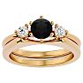 3/4 Carat Black Diamond Solitaire Ring With 1/5 Carat Enhancer In 14 Karat Yellow Gold Image-1