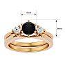 3/4 Carat Black Diamond Solitaire Ring With 1/5 Carat Enhancer In 14 Karat Yellow Gold Image-5