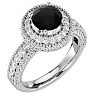 2 3/4 Carat Black Diamond Halo Engagement Ring In 14 Karat Yellow Gold Image-2