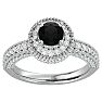 1 3/4 Carat Black Diamond Halo Engagement Ring In 14 Karat White Gold Image-1