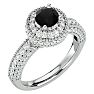 1 3/4 Carat Black Diamond Halo Engagement Ring In 14 Karat White Gold Image-2