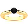 1/4 Carat Black Diamond Solitaire Engagement Ring In 14 Karat Yellow Gold Image-1