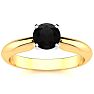 3/4 Carat Black Diamond Solitaire Engagement Ring In 14 Karat Yellow Gold Image-1