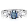 1/2ct Sapphire and Oval Diamond Ring in 14k White Gold Image-1