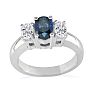 1/2ct Sapphire and Oval Diamond Ring in 14k White Gold Image-3