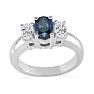 1/2ct Sapphire and Oval Diamond Ring in 14k White Gold Image-3