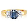 1/2ct Sapphire and Oval Diamond Ring in 14k Yellow Gold Image-1