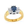1/2ct Sapphire and Oval Diamond Ring in 14k Yellow Gold Image-3