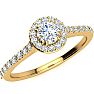 Moissanite Engagement Ring; 1/2 Carat Round Shape Halo Moissanite Engagement Ring In 14 Karat Yellow Gold Image-2