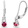 1/5 Carat Created Ruby Leverback Earrings In Sterling Silver, 1/2 Inch Image-1