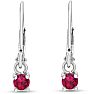 1/5 Carat Created Ruby Leverback Earrings In Sterling Silver, 1/2 Inch Image-2