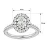 1 3/4 Carat Oval Shape Halo Lab grown Diamond Engagement Ring In 14 Karat White Gold Image-5