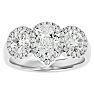 2 1/2 Carat Pear Shape Halo Lab Grown Diamond Three Stone Ring In 14 Karat White Gold Image-1