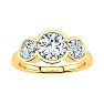2 1/4 Carat Bezel Set Three Stone Lab Grown Diamond Ring In 14K Yellow Gold Image-1