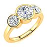 2 1/4 Carat Bezel Set Three Stone Lab Grown Diamond Ring In 14K Yellow Gold Image-2