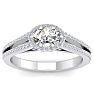 1 1/4 Carat Oval Shape Antique Halo Lab Grown Diamond Ring In 14 Karat White Gold Image-1