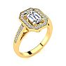 1 1/3 Carat Halo Lab Grown Diamond Engagement Ring In 14 Karat Yellow Gold Image-2