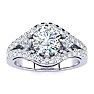 14K White Gold 2 Carat Fancy Lab Grown Diamond Engagement Ring, With 1.25 Carat Center Image-1
