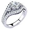 14K White Gold 2 Carat Fancy Lab Grown Diamond Engagement Ring, With 1.25 Carat Center Image-2