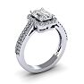 1 1/2 Carat Halo Lab Grown Diamond Ring In 14 Karat White Gold Image-2