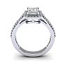 1 1/2 Carat Halo Lab Grown Diamond Ring In 14 Karat White Gold Image-4
