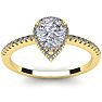 1 Carat Pear Shape Halo Lab Grown Diamond Ring In 14 Karat Yellow Gold Image-1