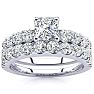 2 Carat Princess Center Engagement Ring and Wedding Band Set In 14K White Gold Image-1