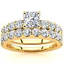 2 Carat Princess Center Engagement Ring and Wedding Band Set In 14K Yellow Gold Image-1