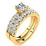 2 Carat Princess Center Engagement Ring and Wedding Band Set In 14K Yellow Gold Image-2