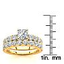 2 Carat Princess Center Engagement Ring and Wedding Band Set In 14K Yellow Gold Image-4