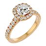 2 Carat Cushion Cut Halo Lab Grown Diamond Engagement Ring In 14 Karat Yellow Gold Image-2