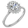 1 1/4 Carat Oval Shape Halo Lab Grown Diamond Ring In 14 Karat White Gold Image-2