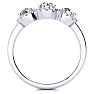 1 Carat Round Shape Halo Lab Grown Diamond Three Stone Ring In 14K White Gold Image-3