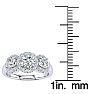 1 Carat Round Shape Halo Lab Grown Diamond Three Stone Ring In 14K White Gold Image-5