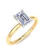 1 Carat Emerald Cut Lab Grown Diamond Ring In 14K Yellow Gold, Solitaire Image-2