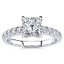1 1/3 Carat Traditional Lab Grown Diamond Engagement Ring with 1 Carat Center Princess Cut Solitaire In 14 Karat White Gold  Image-1