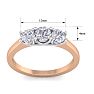 1 Carat Three Lab Grown Diamond Ring In 14 Karat Rose Gold Image-5