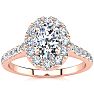 1 1/2 Carat Oval Shape Halo Lab Grown Diamond Engagement Ring in 14k Rose Gold Image-1