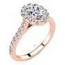 1 1/2 Carat Oval Shape Halo Lab Grown Diamond Engagement Ring in 14k Rose Gold Image-2